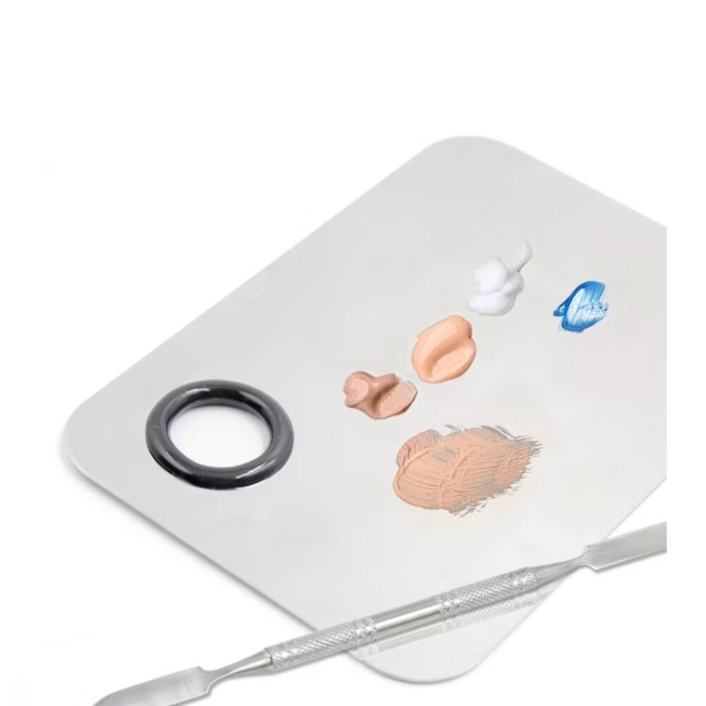 Stainless Steel Square Pro Ladies Makeup Board Cosmetic Palette w Spatula Tool - Picture 5 of 5